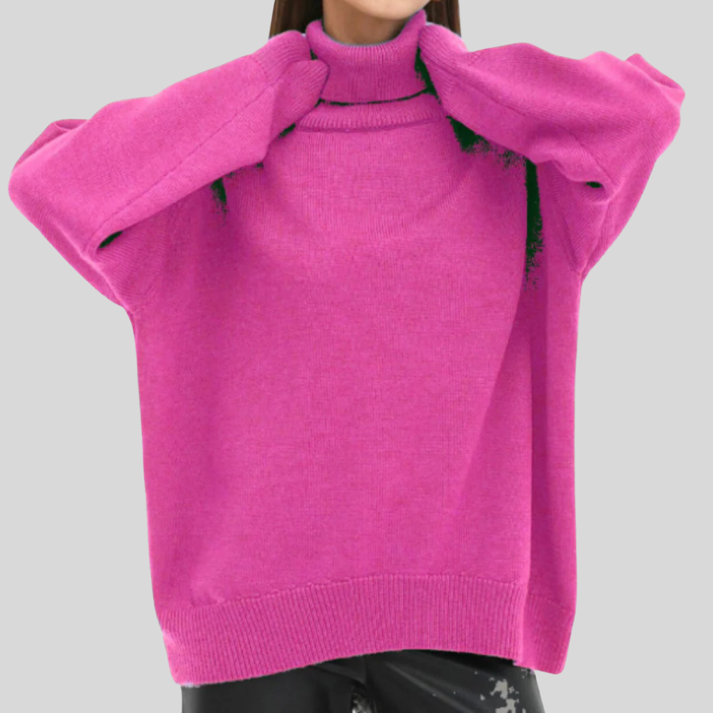 Suéter moderno de cuello alto para mujer