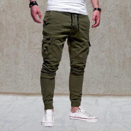 Pantalón cargo informal para hombre con bolsillos con solapa
