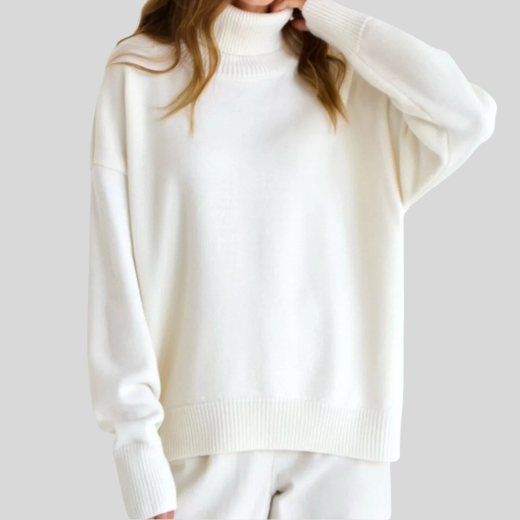 Suéter moderno de cuello alto para mujer