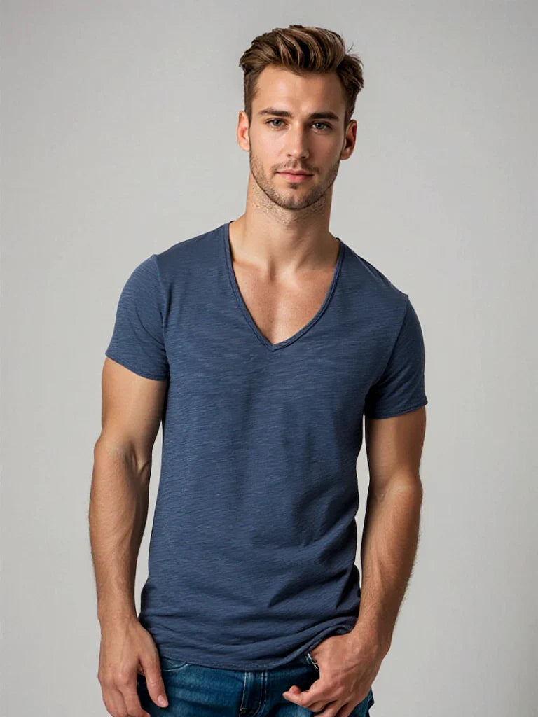 Camiseta Casual para Hombre con Cuello en V: Comodidad y Estilo para el Uso Diario