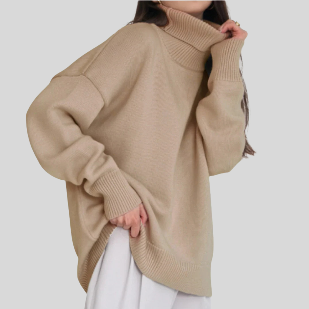 Suéter moderno de cuello alto para mujer