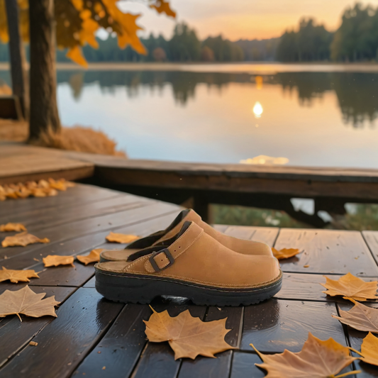 Zuecos unisex de cuero sin cordones