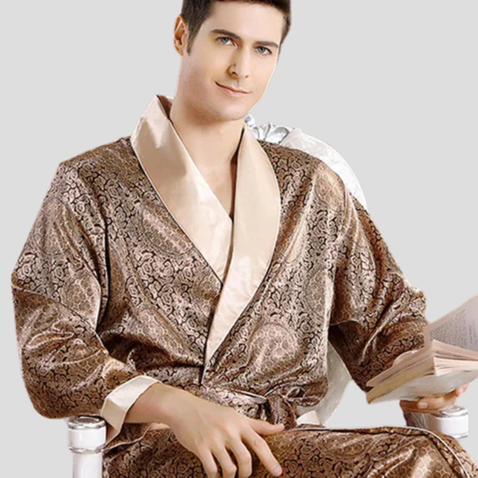 Albornoz tipo kimono de satén para hombre
