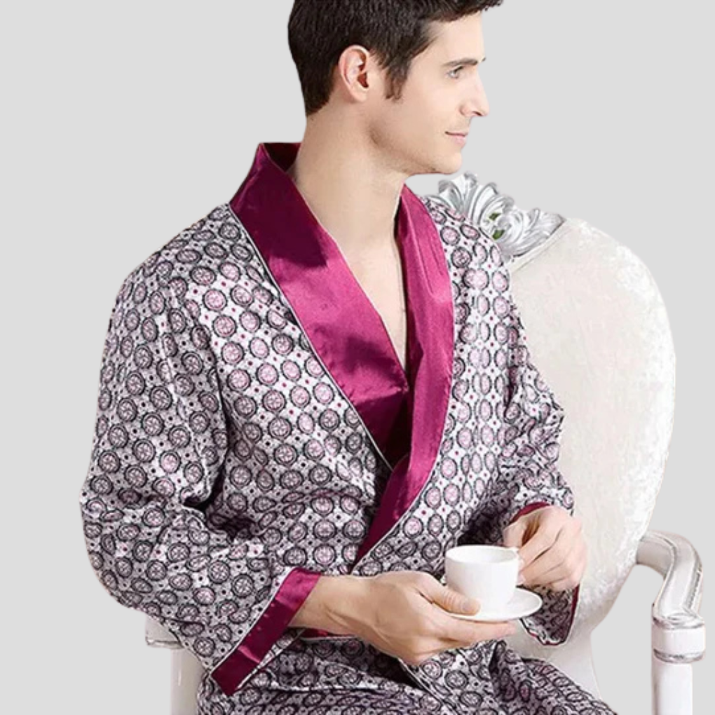 Albornoz tipo kimono de satén para hombre