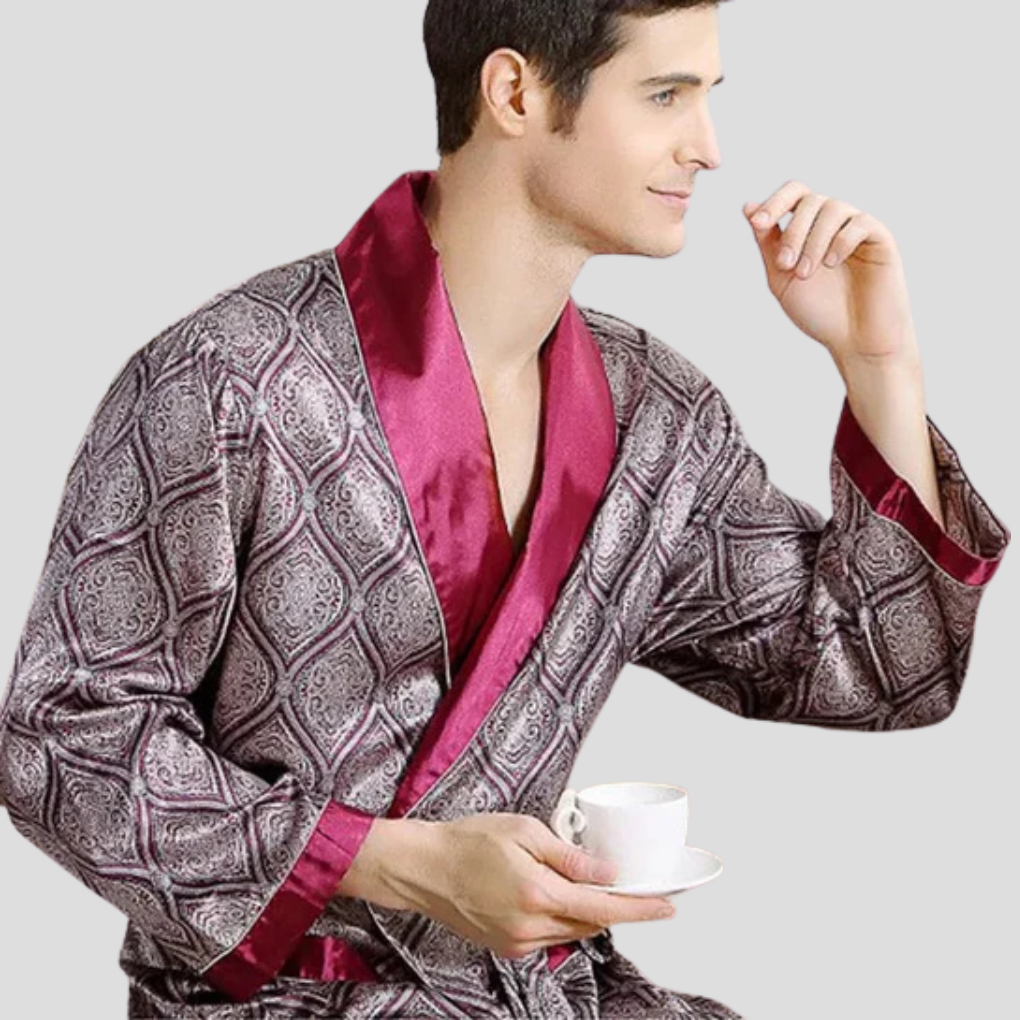 Albornoz tipo kimono de satén para hombre