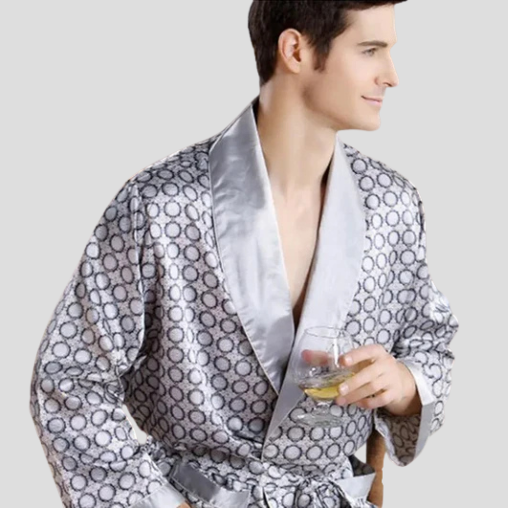 Albornoz tipo kimono de satén para hombre