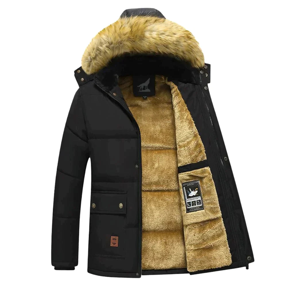 Parka de invierno para hombre con capucha desmontable