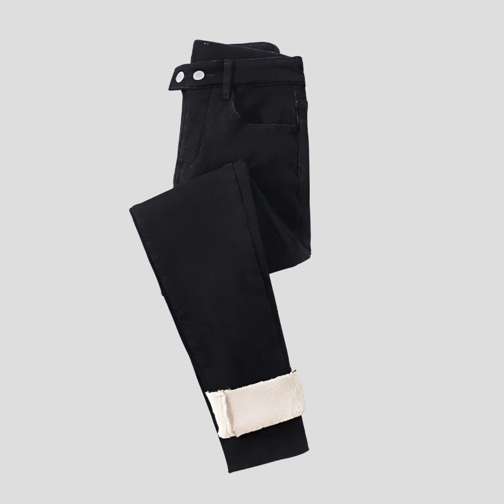 Vaqueros de invierno de cintura alta para mujer
