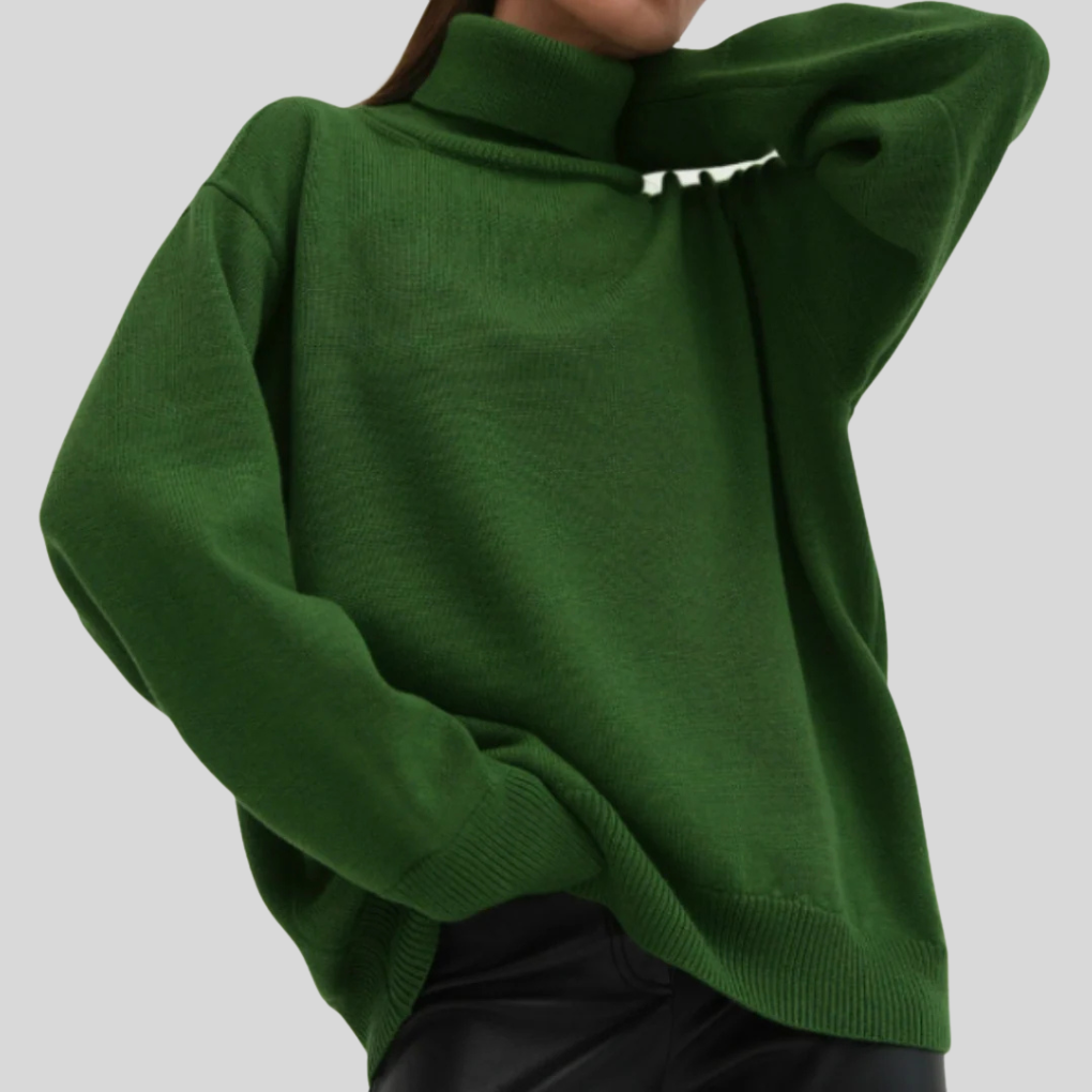 Suéter moderno de cuello alto para mujer