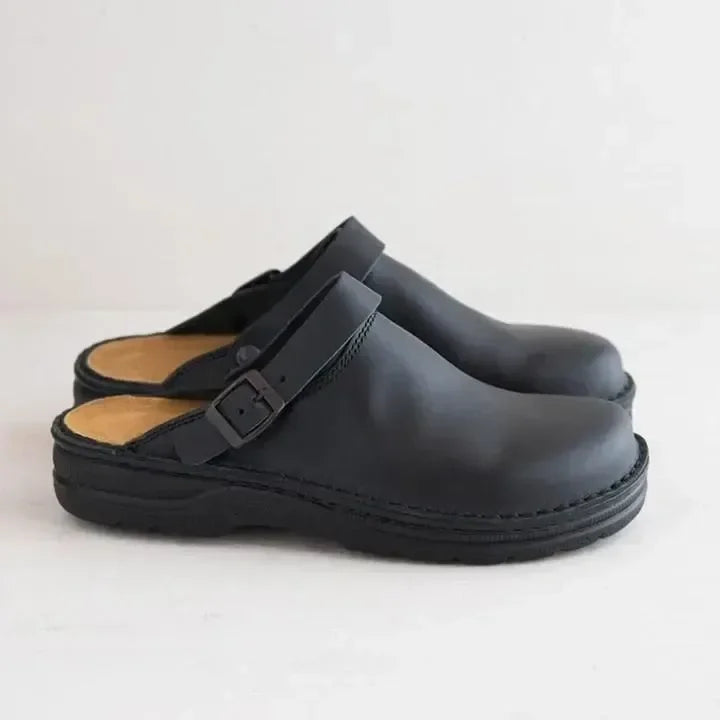 Zuecos unisex de cuero sin cordones
