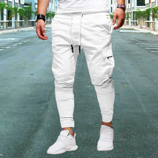 Pantalón cargo informal para hombre con bolsillos con solapa