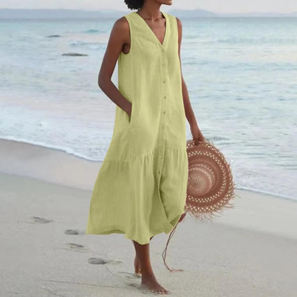 Vestido de mujer con escote en V