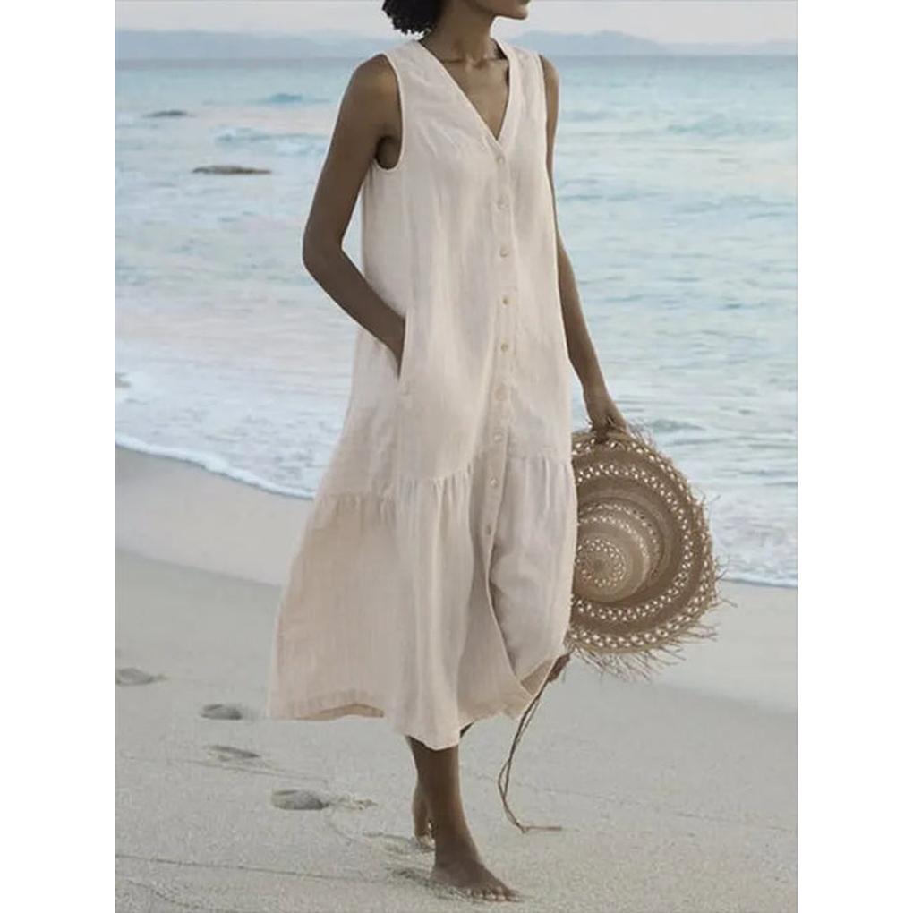 Vestido de mujer con escote en V