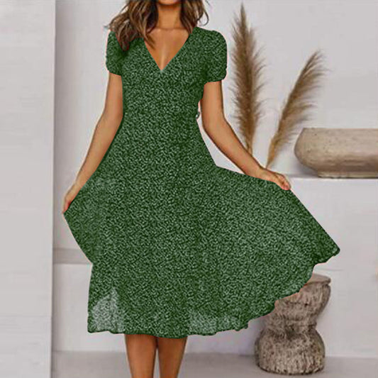 Vestido de Verano con Corte en A y Elegante Escote en V