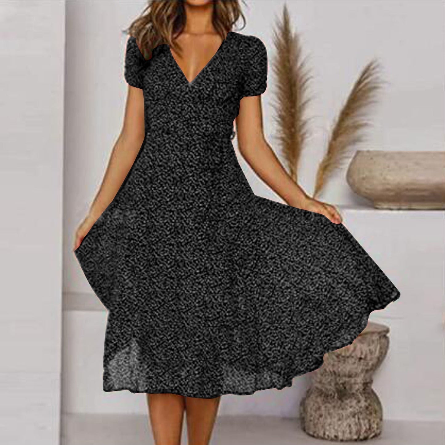 Vestido de Verano con Corte en A y Elegante Escote en V