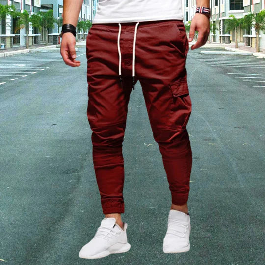 Pantalón cargo informal para hombre con bolsillos con solapa