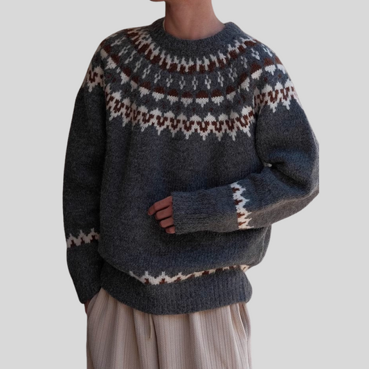 Suéter vintage de cuello redondo para hombre