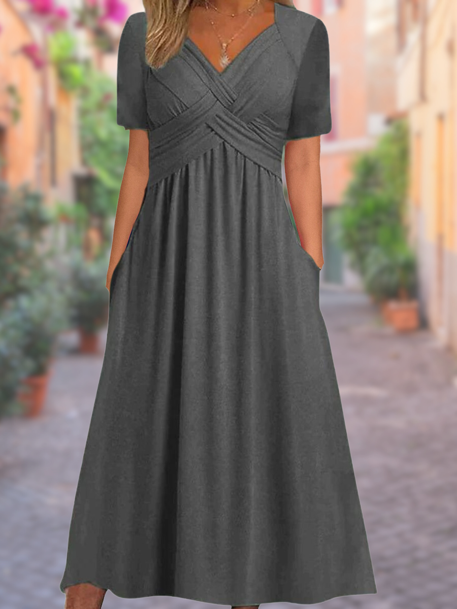 Elegante vestido de verano con cuello en V