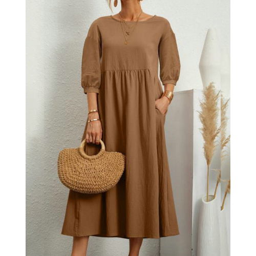 Vestido de verano fruncido elegante para mujer