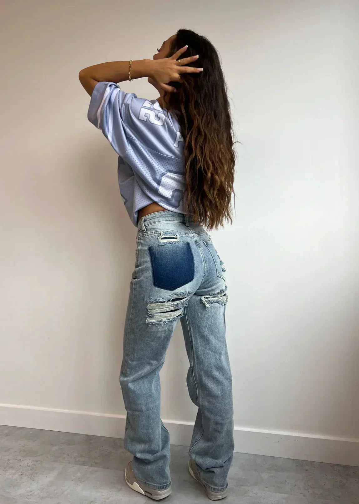 Vaqueros rotos vintage para mujer