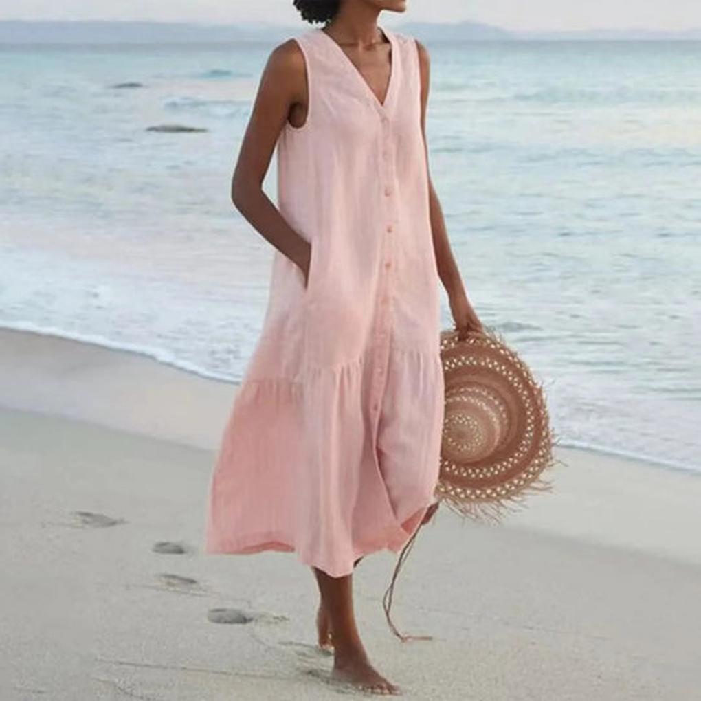 Vestido de mujer con escote en V