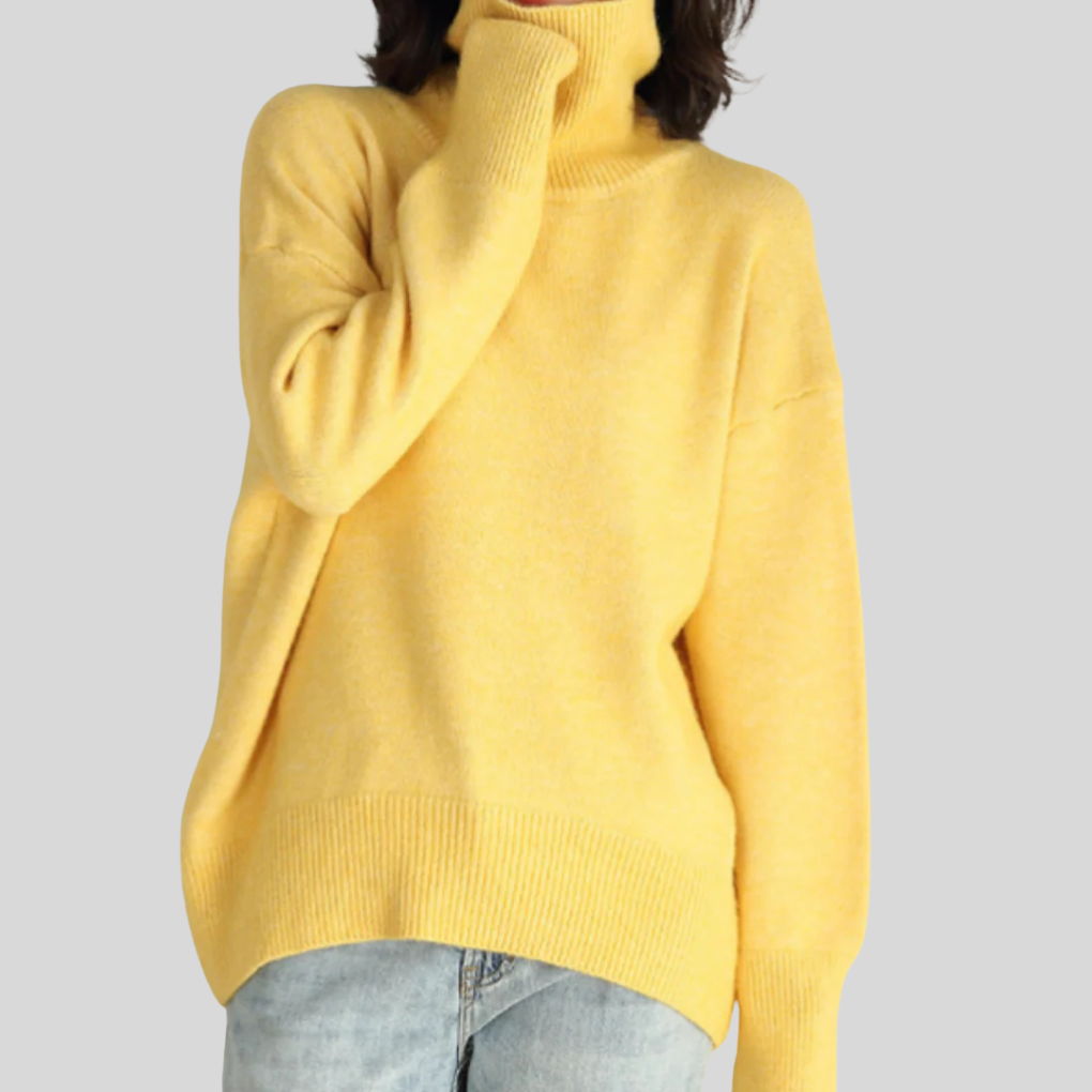Suéter moderno de cuello alto para mujer