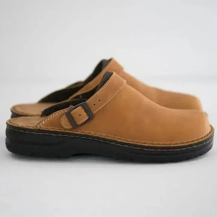 Zuecos unisex de cuero sin cordones