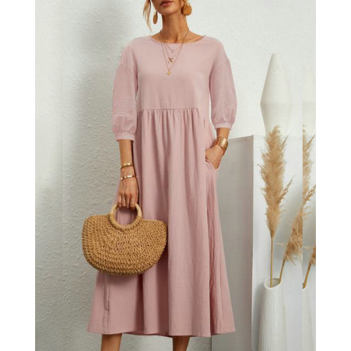 Vestido de verano fruncido elegante para mujer