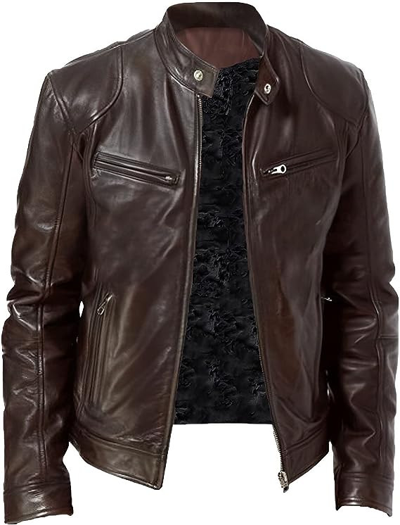 Chaqueta de cuero clásica para hombre