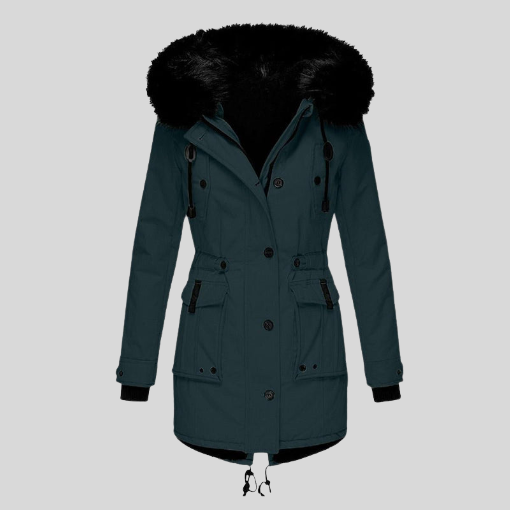 Abrigo de invierno de mujer con capucha