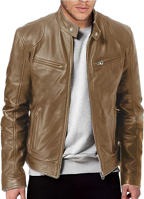 Chaqueta de cuero clásica para hombre