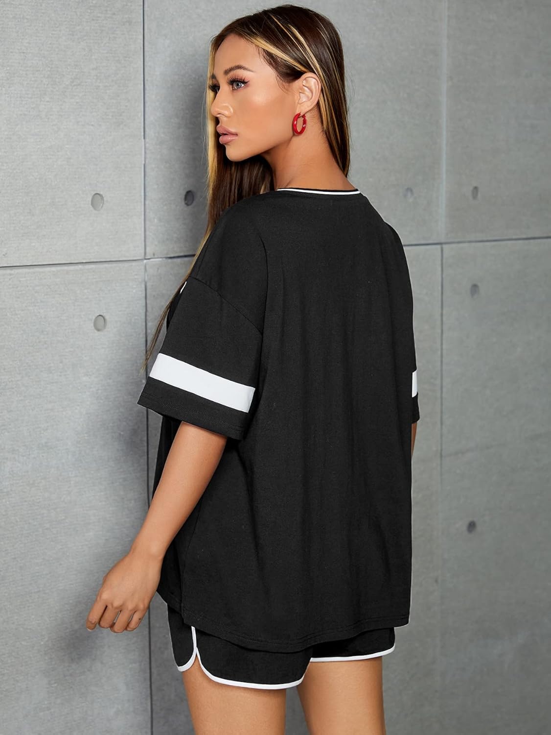 Camisa casual oversize de béisbol/fútbol para mujer