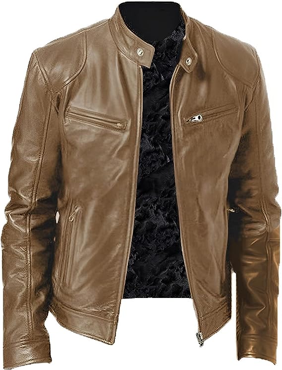 Chaqueta de cuero clásica para hombre