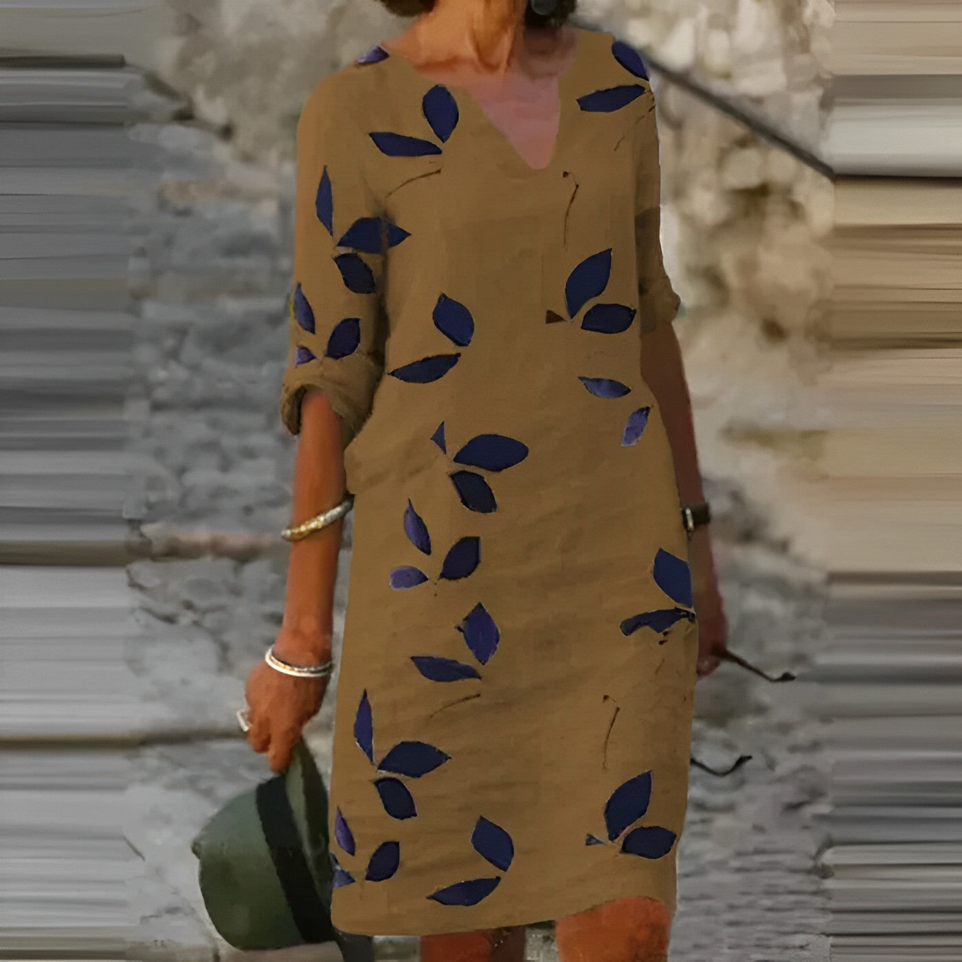 Vestido de verano con estampado de hojas para mujer