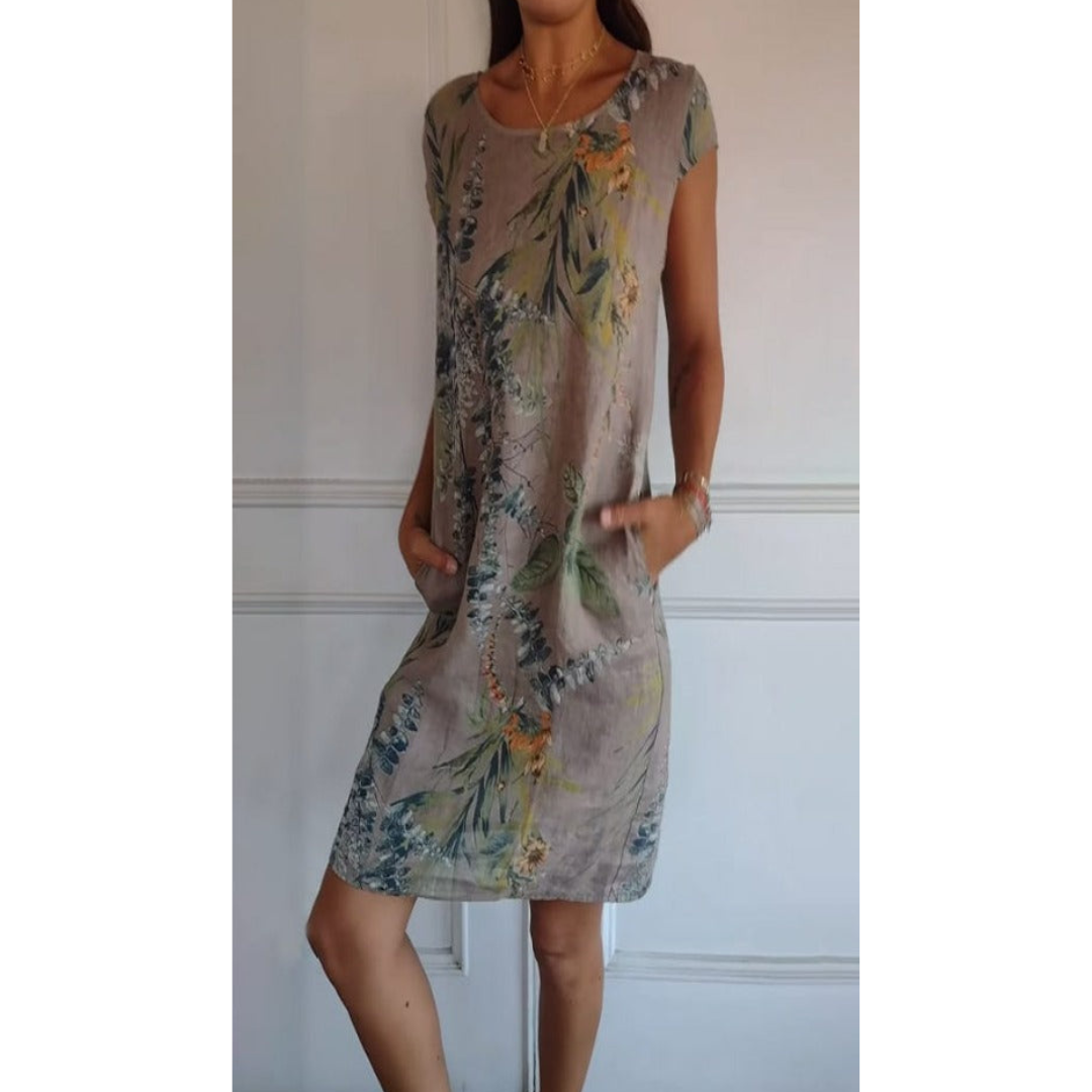 Vestido cómodo de cuello redondo