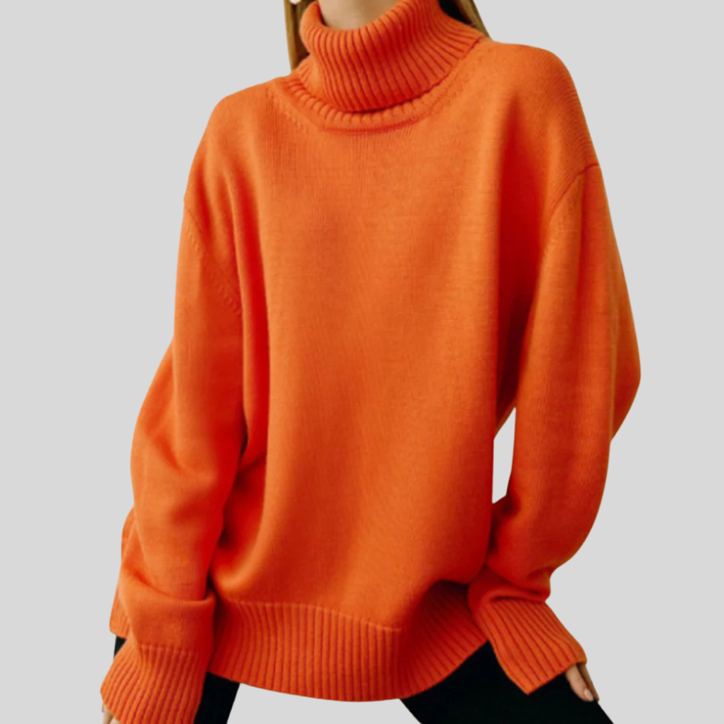 Suéter moderno de cuello alto para mujer