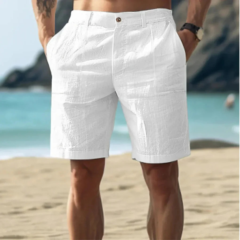 Pantalones cortos casuales de lino para hombre