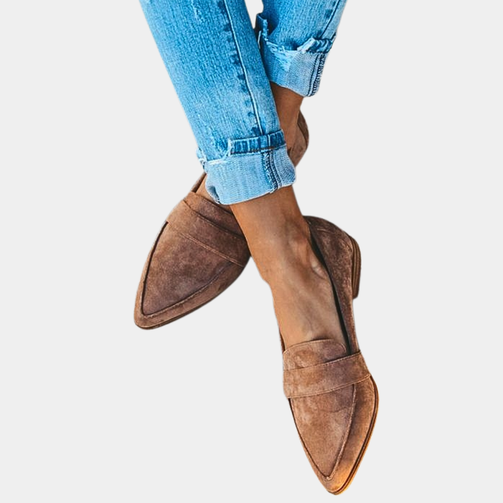 Mocasines sin cordones con efecto ante para mujer