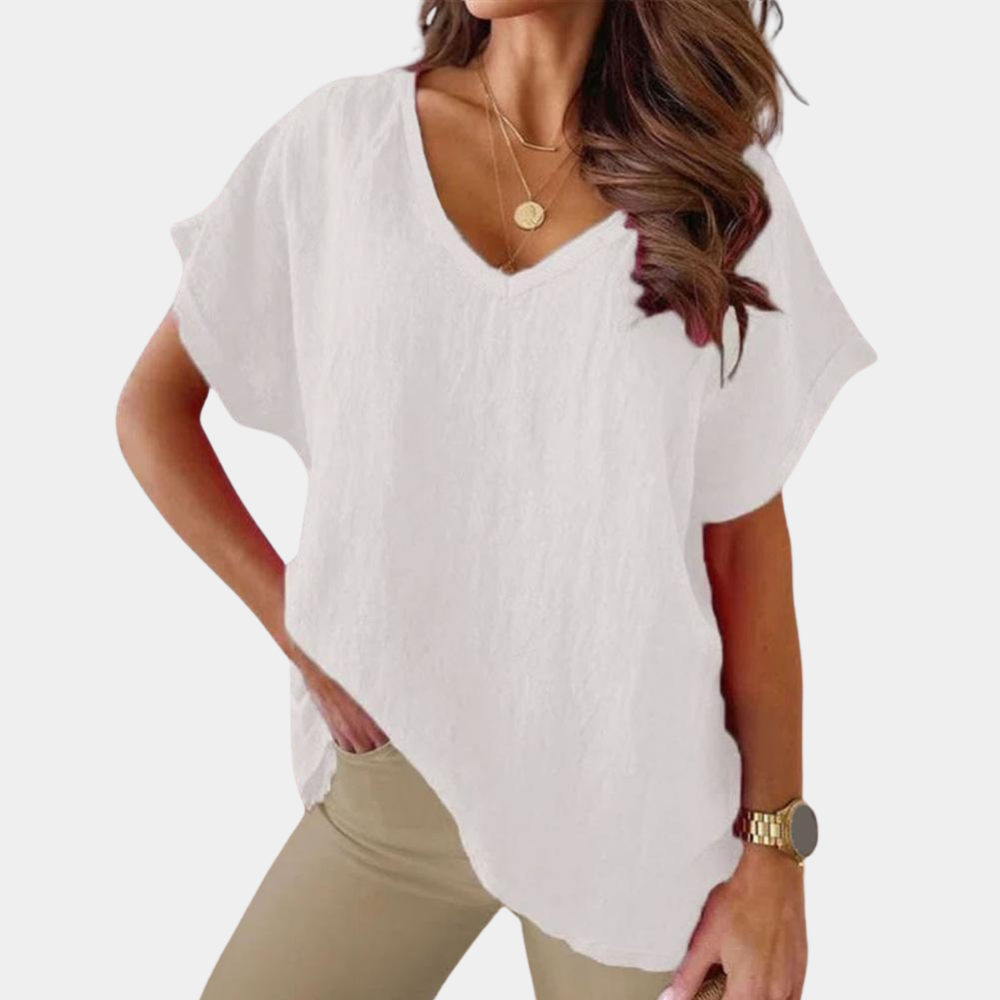 Elegancia sin esfuerzo: camiseta informal para mujer con un look estiloso.