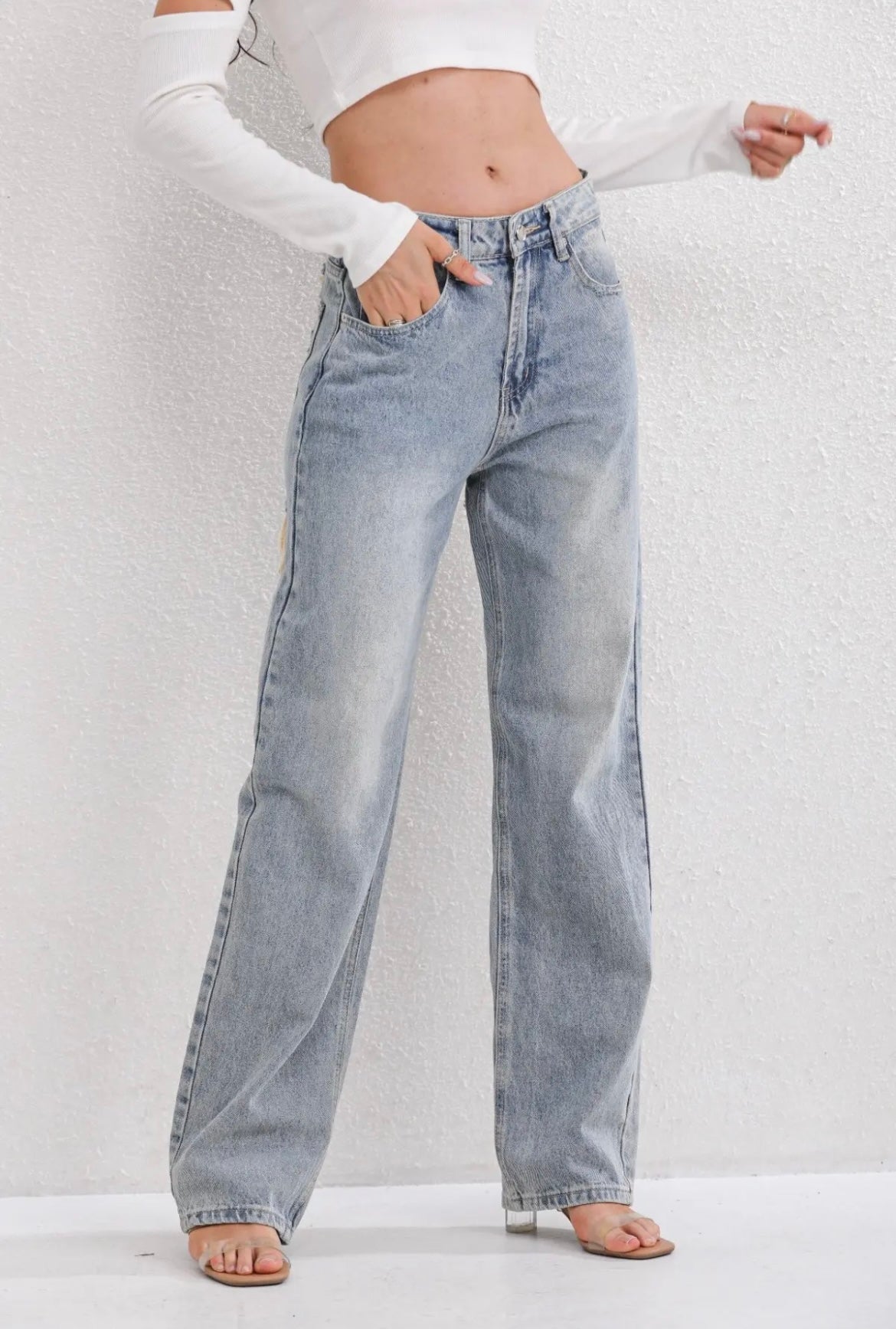 Vaqueros rotos vintage para mujer