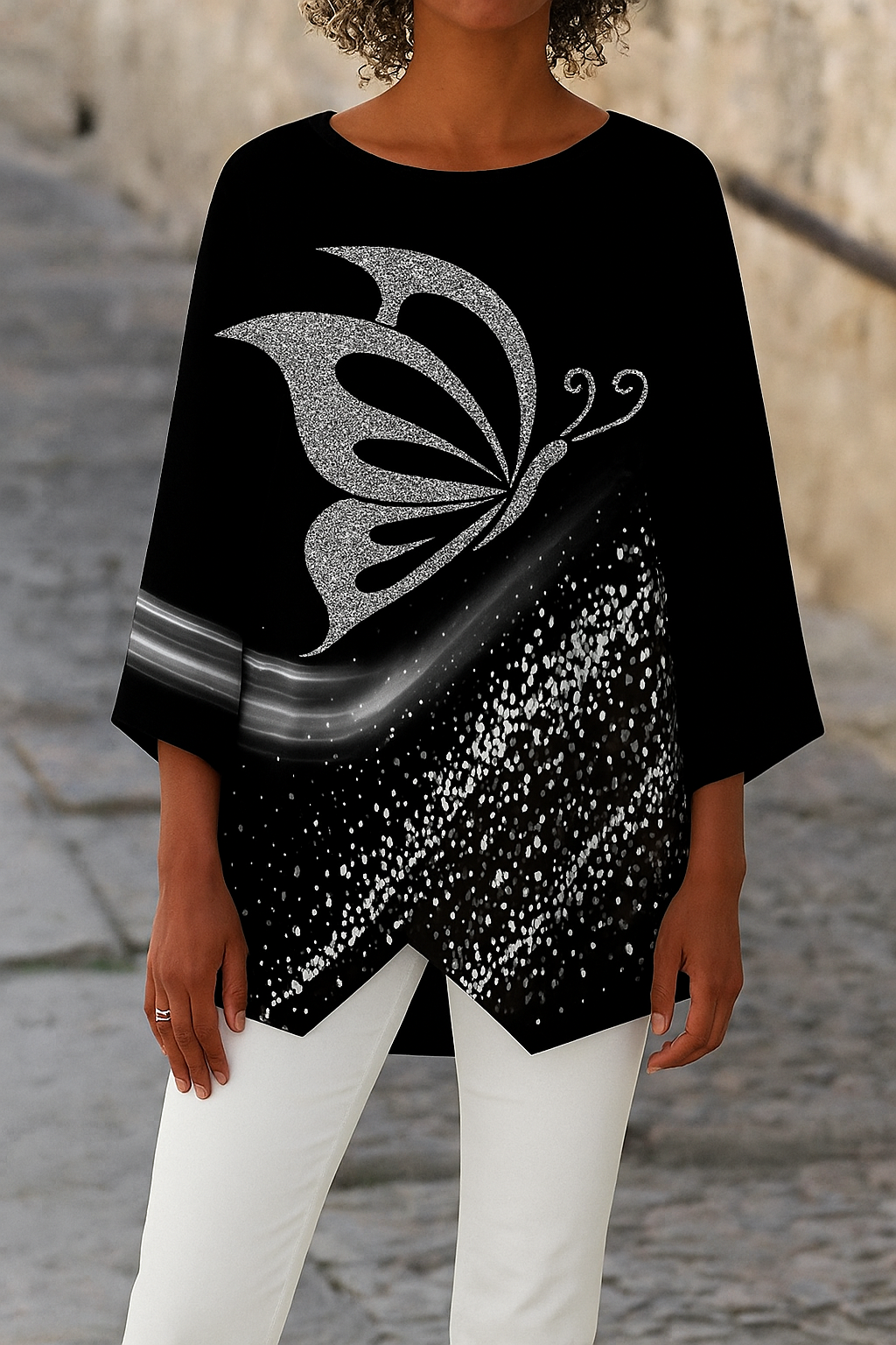 Blusa de mujer con estampado de mariposas