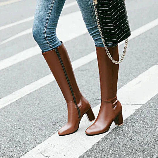 Botas de tacón hasta la rodilla para mujer