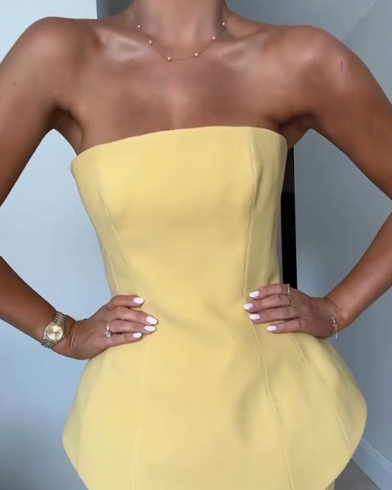 Vestido largo sin tirantes para mujer