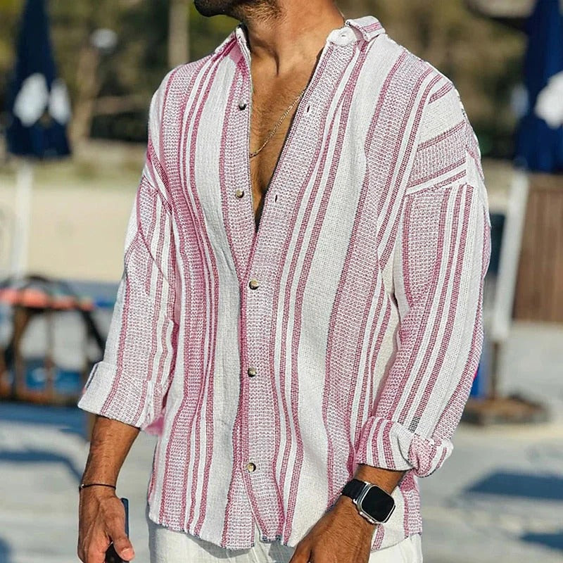 Camisa de manga larga a rayas para hombre - Gerben