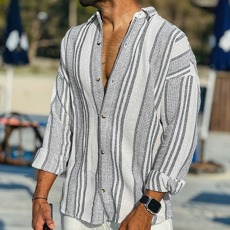 Camisa de manga larga a rayas para hombre - Gerben