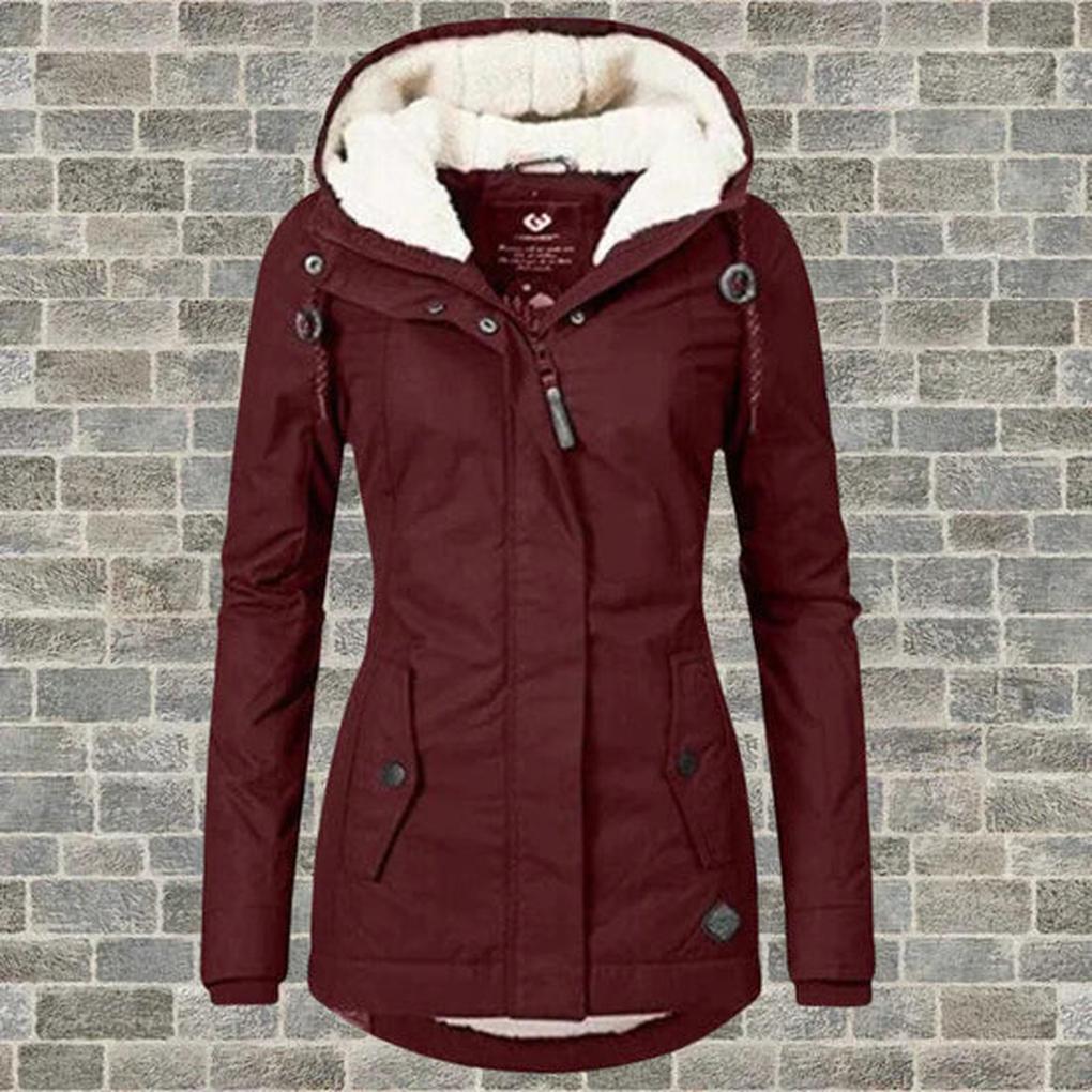 Abrigo de invierno de mujer con capucha