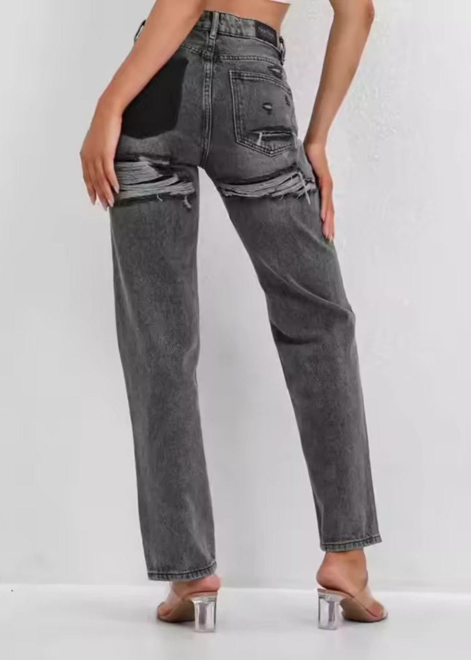 Vaqueros rotos vintage para mujer
