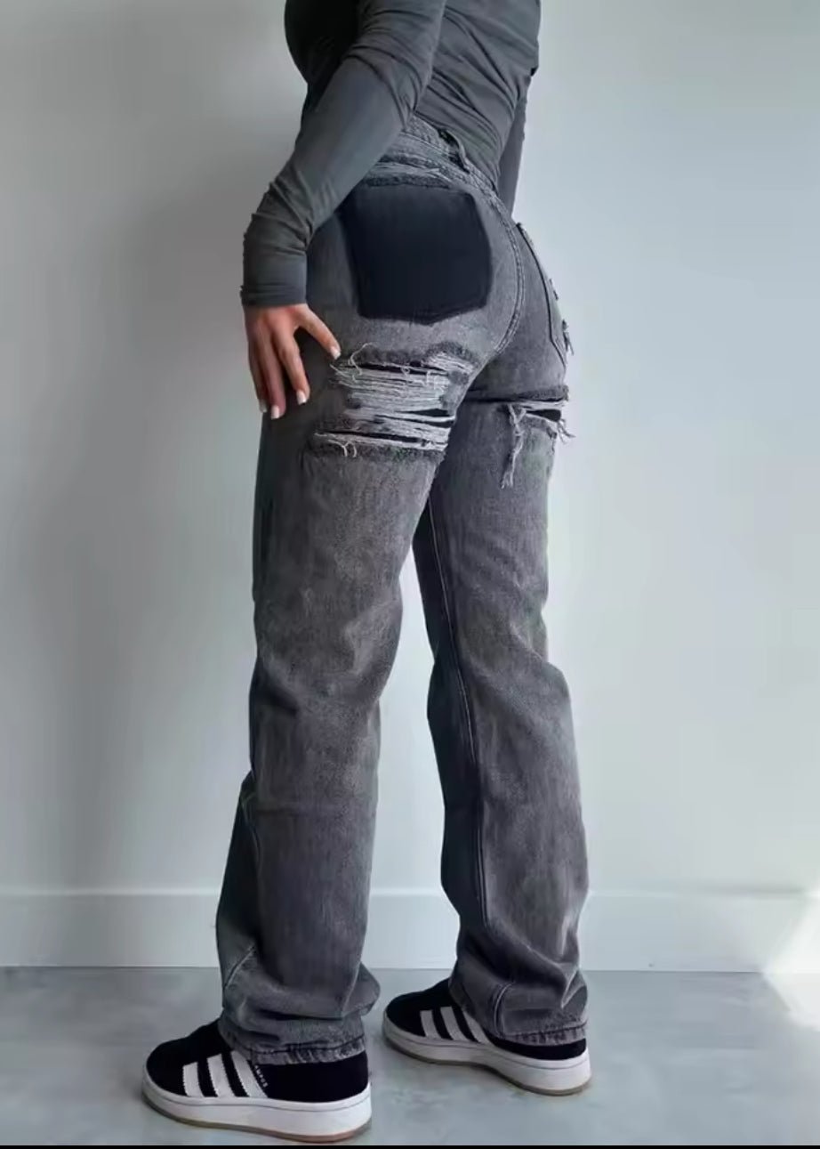 Vaqueros rotos vintage para mujer