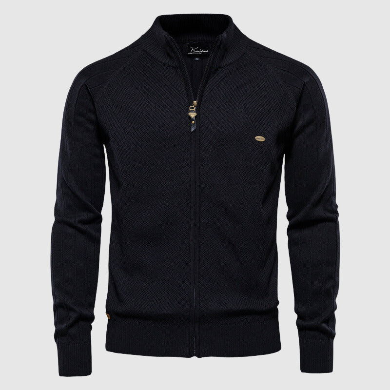 Suéter de Algodón con Cremallera Completa para Hombre: Comodidad Atemporal y Estilo Versátil para el Día a Día