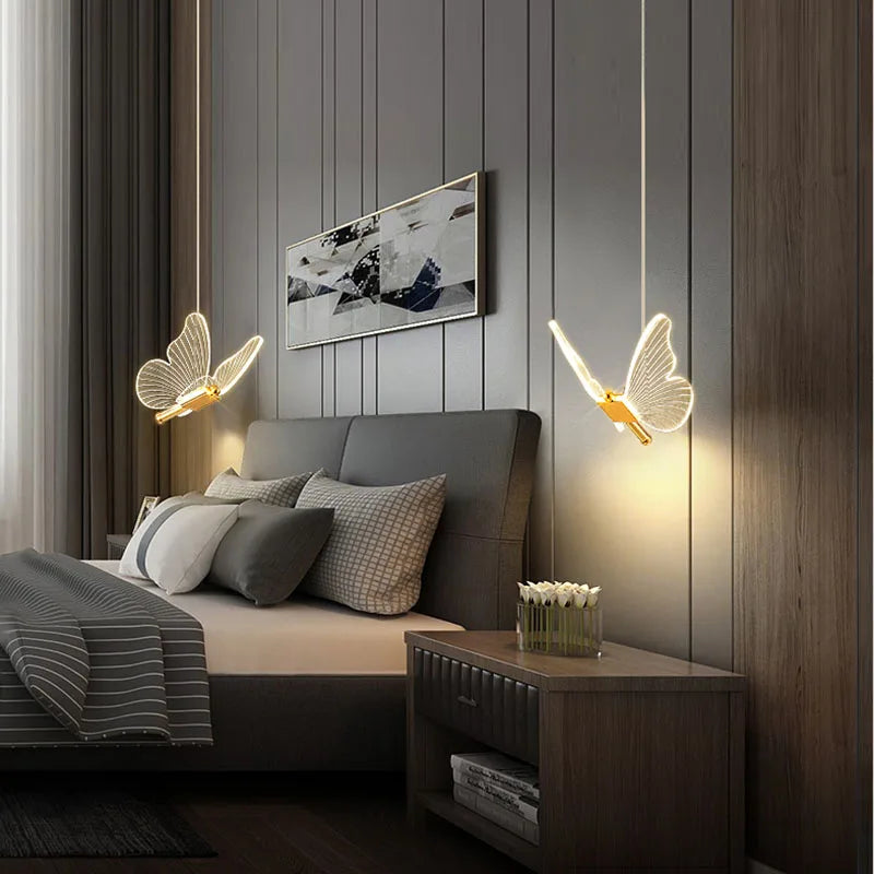 Lámpara colgante LED mágica con mariposa